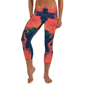 Abstract Azure ~ Capri Leggings