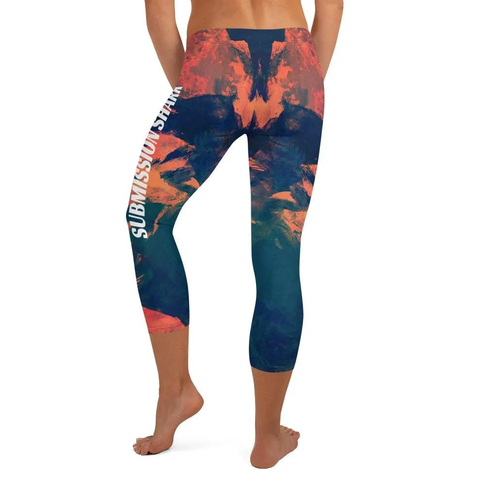 Abstract Azure ~ Capri Leggings