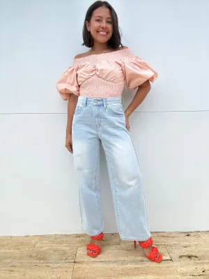 Adjustable Waist Crop Denim