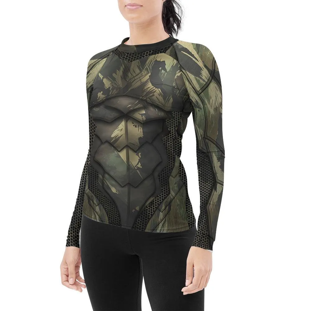 Army Camo Shell Women's Long Sleeve Rash Guard