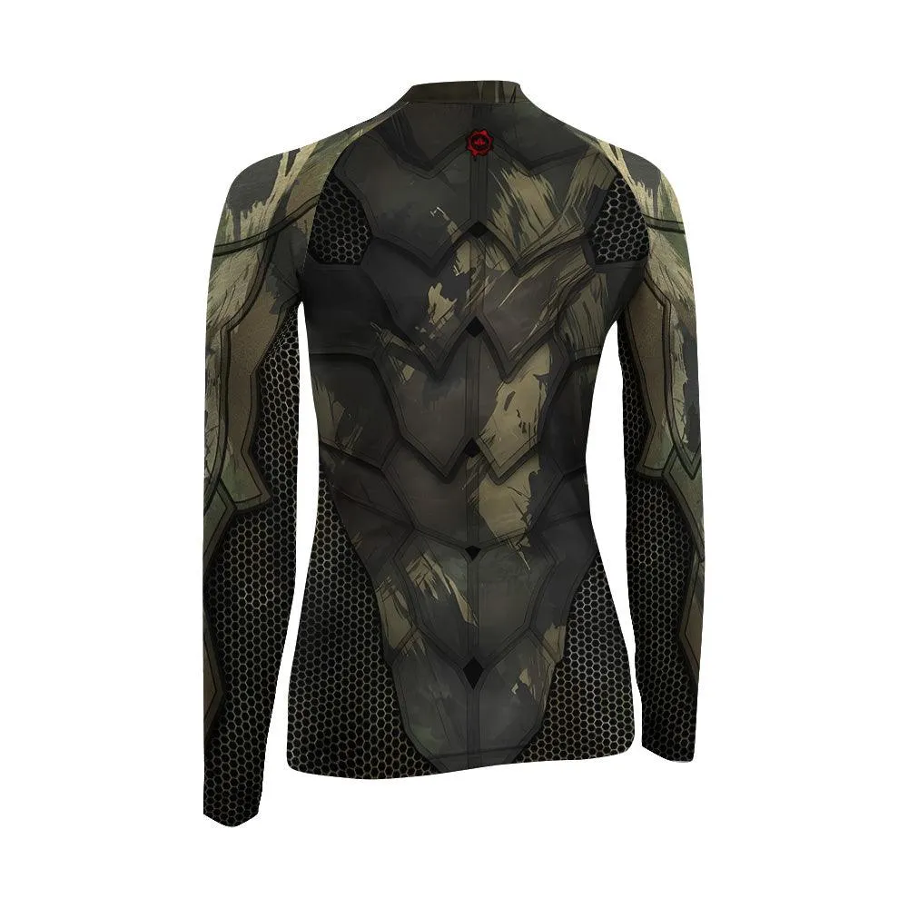 Army Camo Shell Women's Long Sleeve Rash Guard