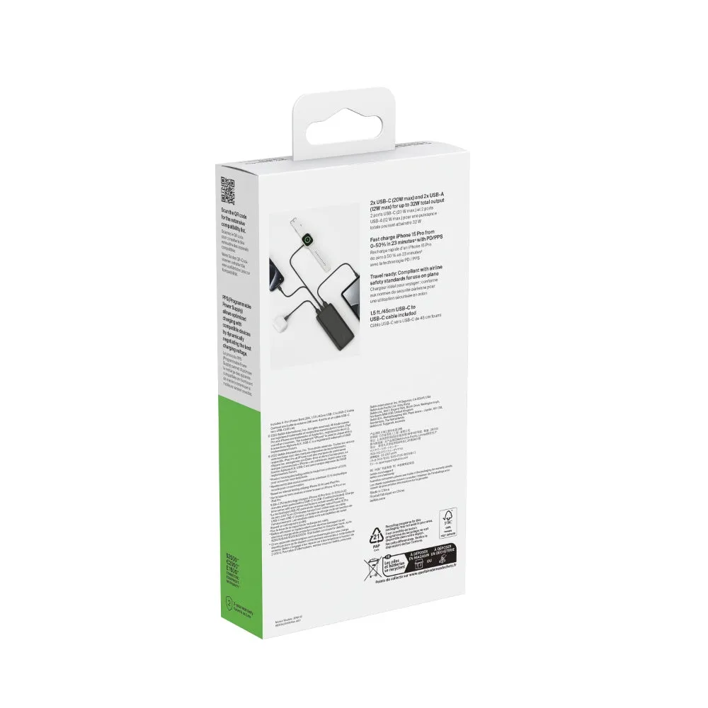 BELKIN BoostCharge 26K mAh Powerbank with USB-C & USB-A Ports Fast Charge - Black