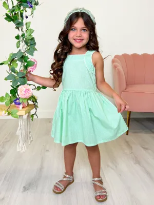 Green Glam Microdot Dress by Kids Couture