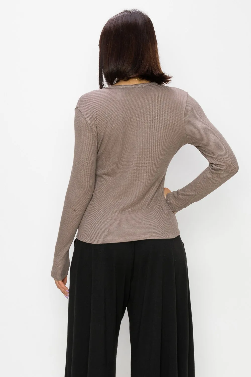Long Sleeve Henley - Stone