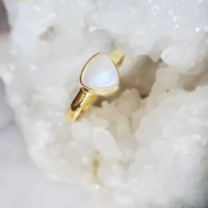 Moonstone Gold Stacking Triangle Crystal Ring