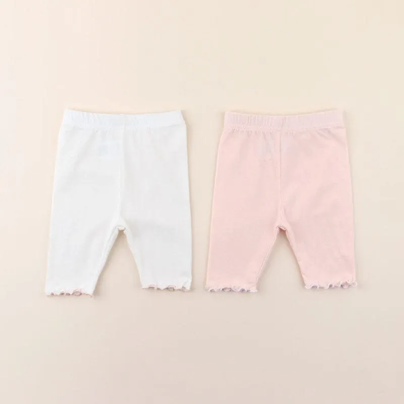 Pale Color Ruffle Knee-Length Baby Leggings