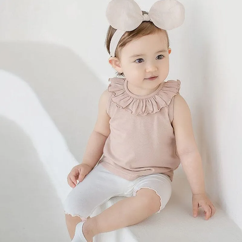 Pale Color Ruffle Knee-Length Baby Leggings