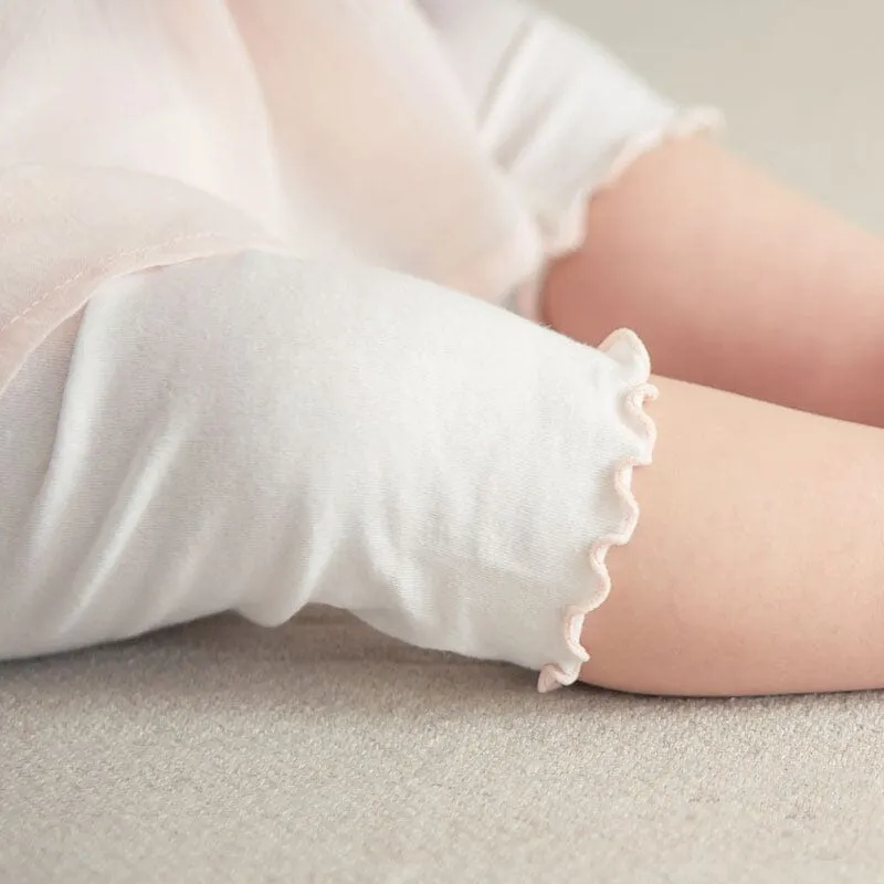 Pale Color Ruffle Knee-Length Baby Leggings