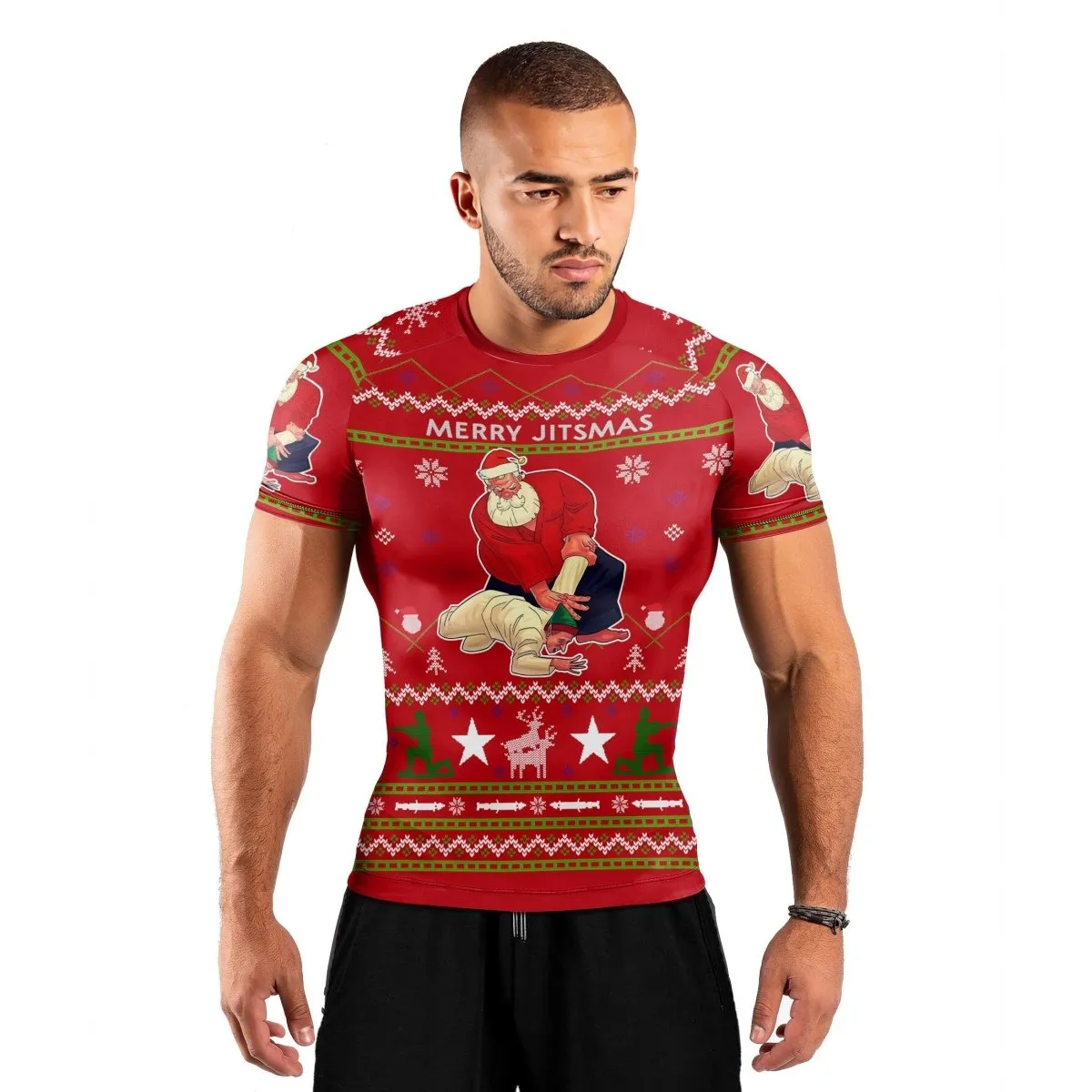 Santa Merry Jitsmas Short Sleeve Rash Guard