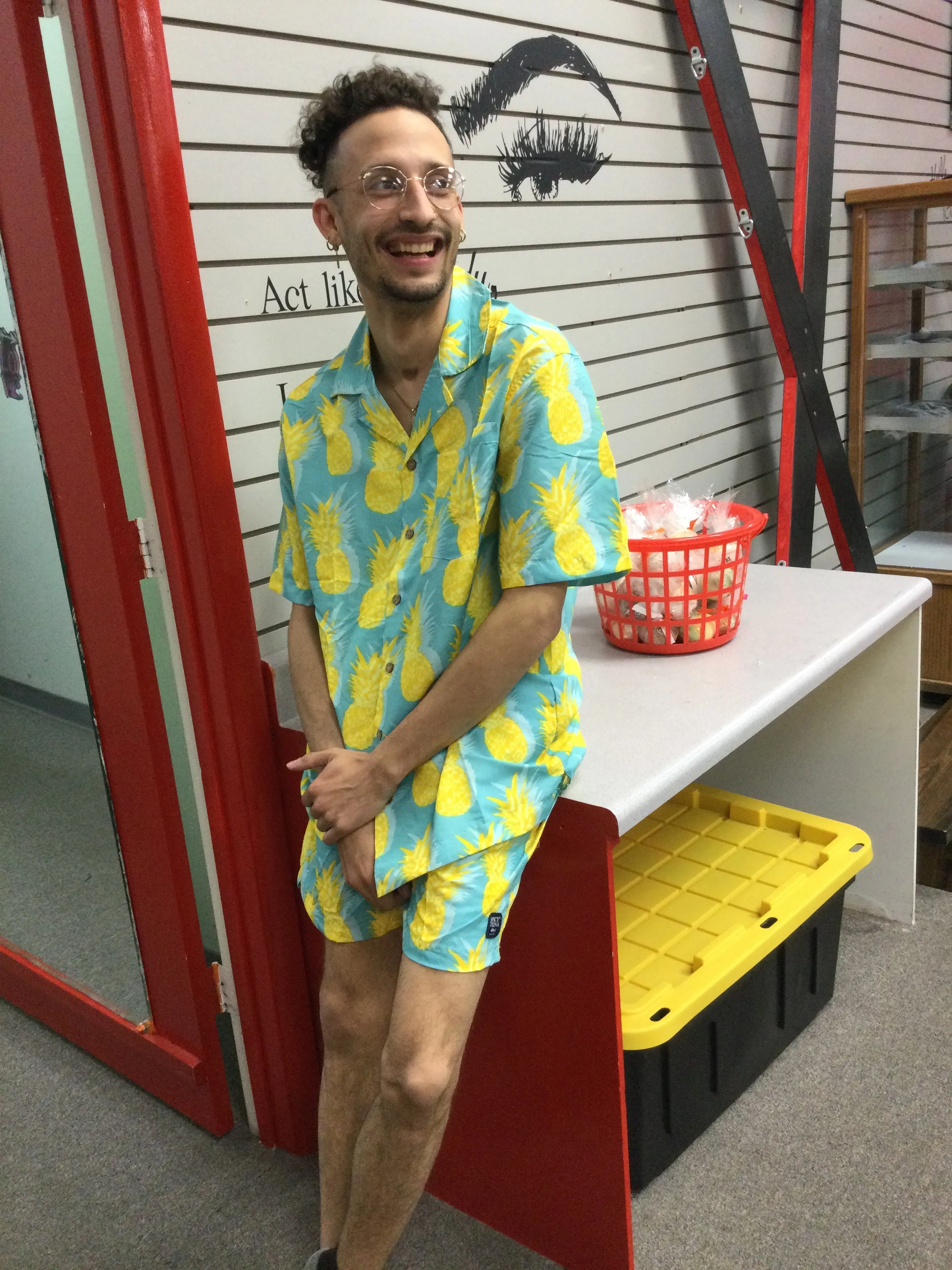Spicy tuna pineapple swim trunks