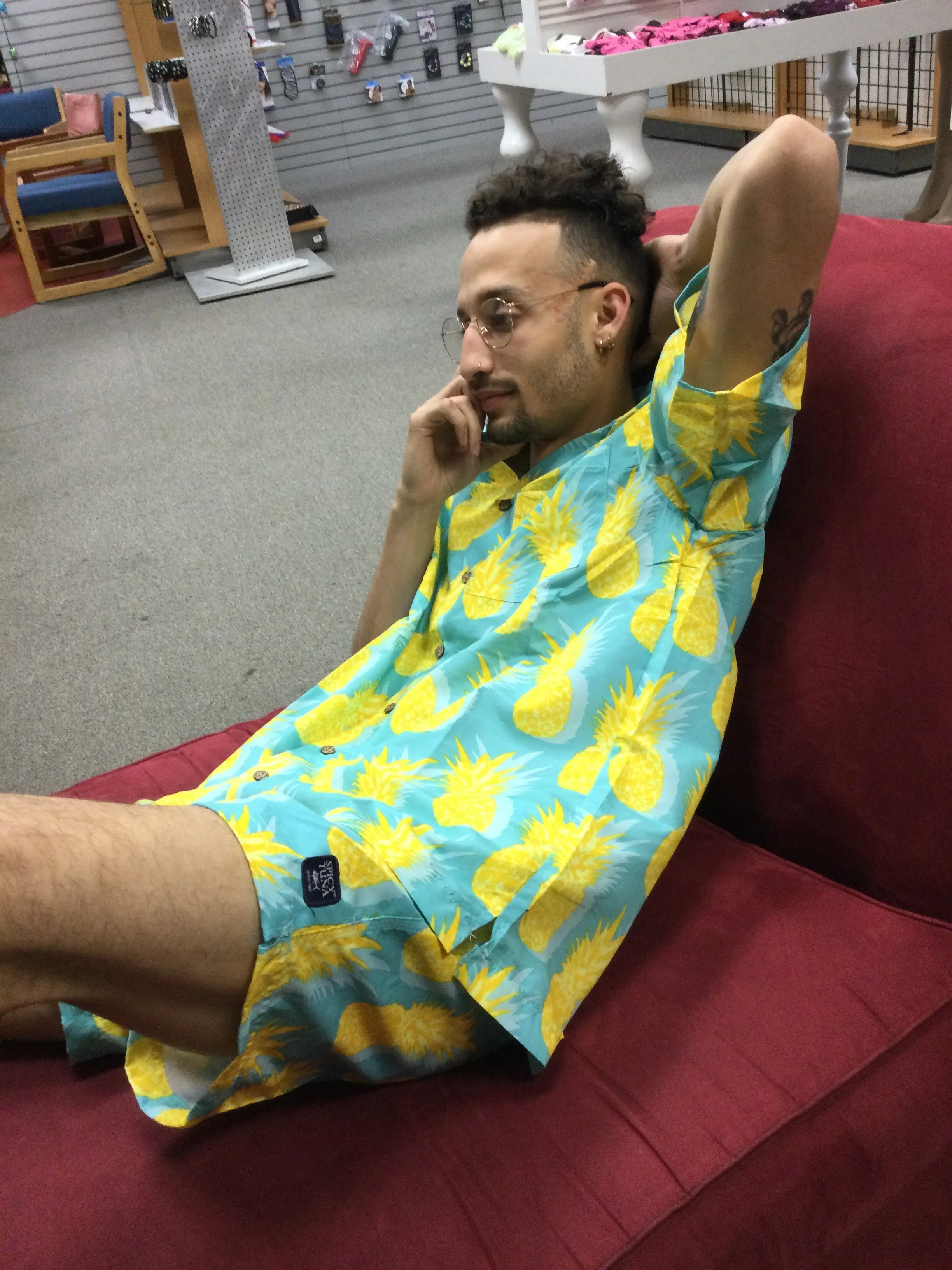 Spicy tuna pineapple swim trunks